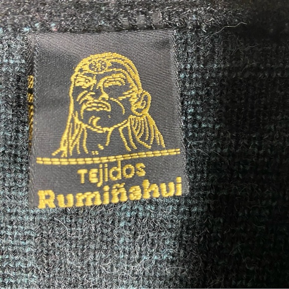 Tejidos Ruminahui Men's Button Cardigan 100% Wool Sweater Lama Pattern M/L - Picture 6 of 10